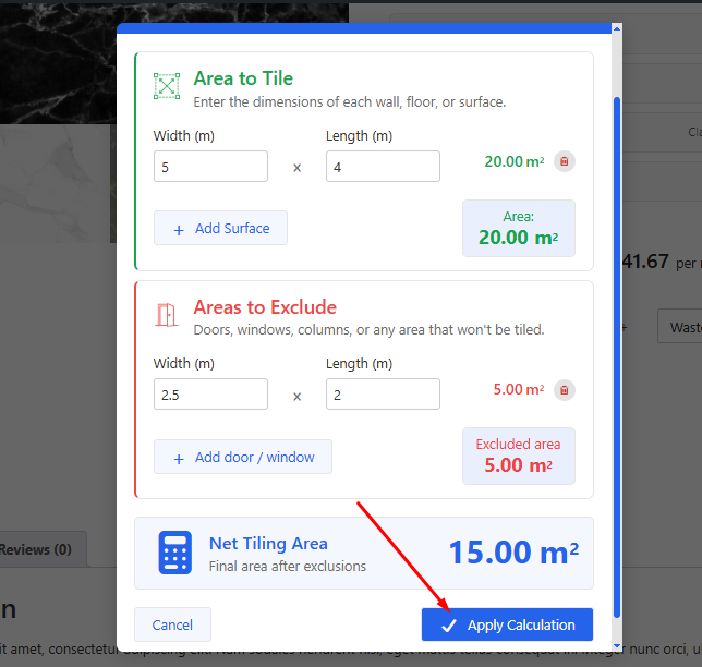 Tile Measurement Price Calculator for WooCommerce